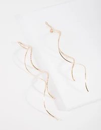 Gold Double Wave Thread-Through Earrings