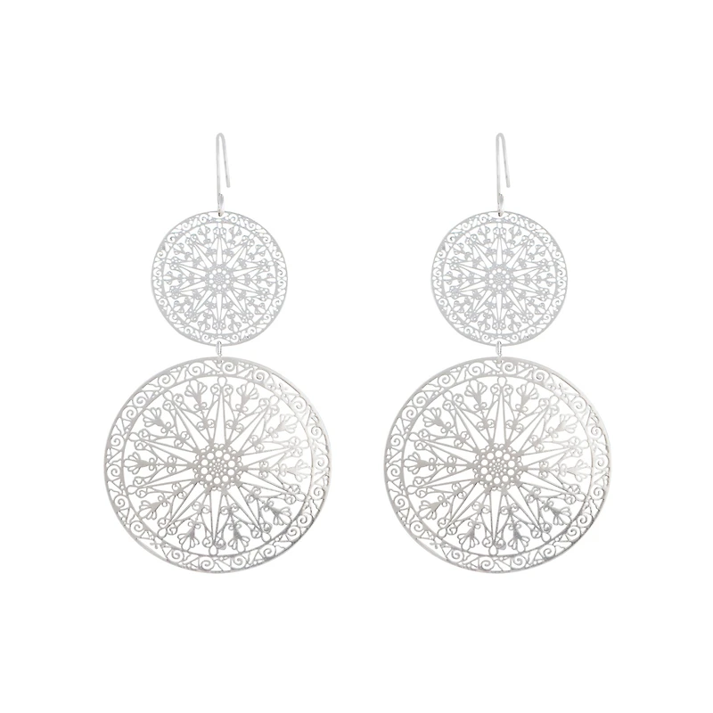 Boucles d’oreilles en filigrane d’argent à disque tombant