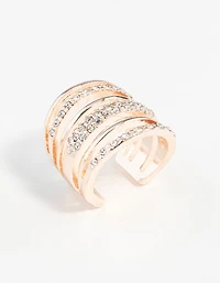 Rose Gold Six Layer Diamante Band Ring