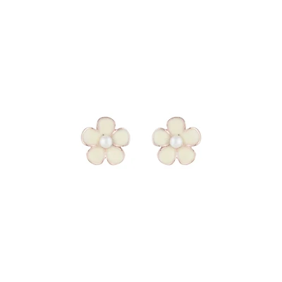 Flower Daisy White Stud Earrings