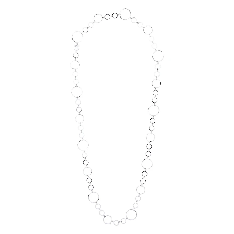 Silver Diamond Cut Multi Circle Lariat Necklace