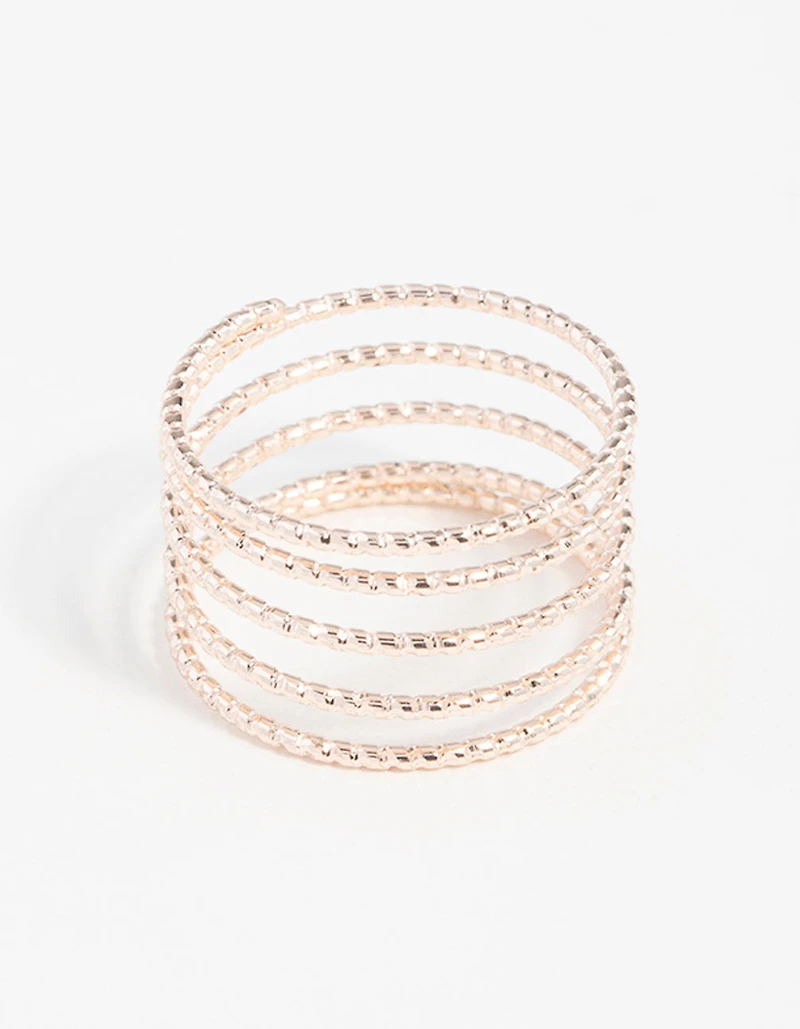 Rose Gold Diamond Cut Spiral Ring