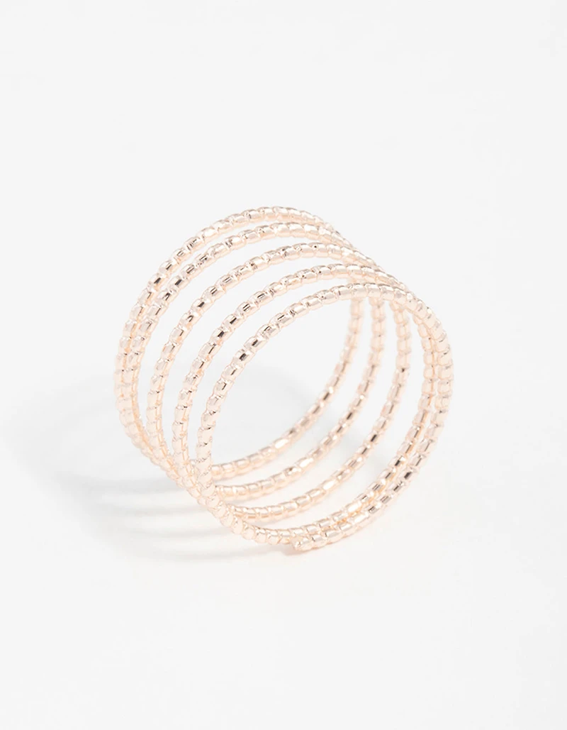 Rose Gold Diamond Cut Spiral Ring