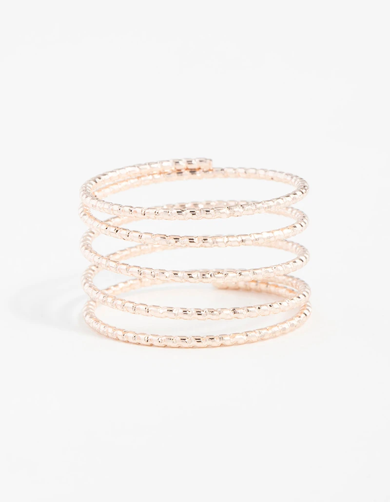 Rose Gold Diamond Cut Spiral Ring