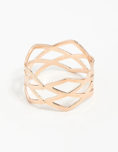 Rose Gold Multi Cross Over Ring