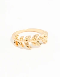 Gold Leaf Band Ring