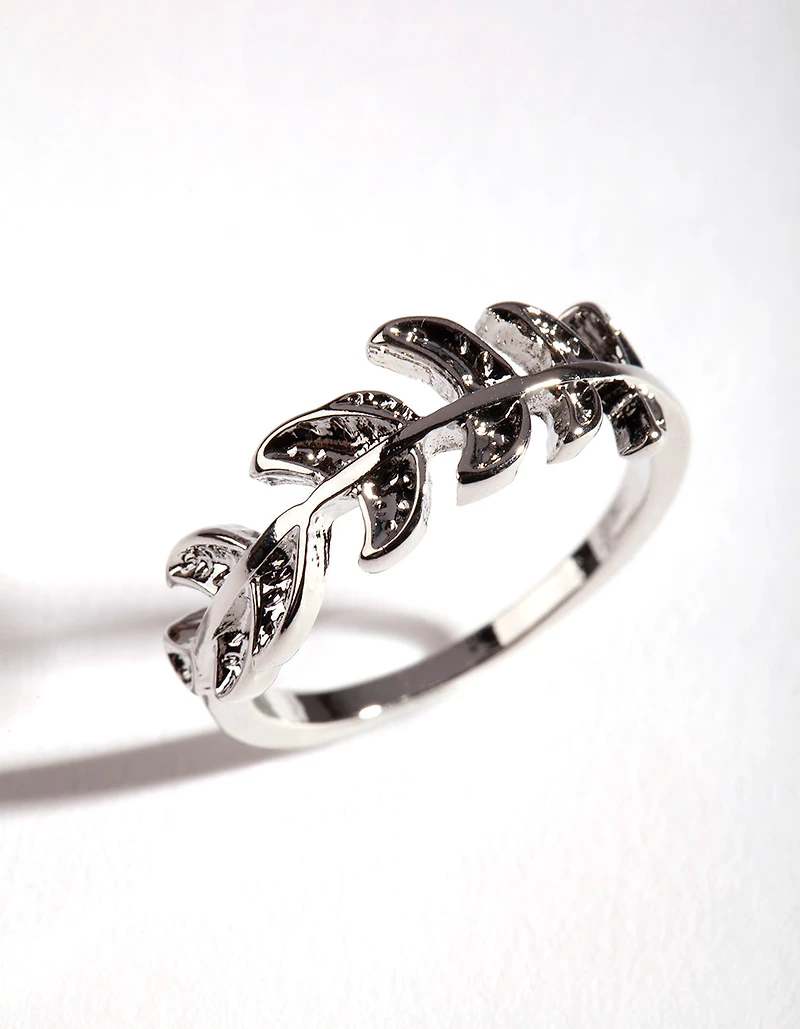 Silver Leaf Band Ring