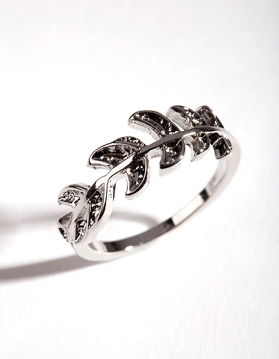 Silver Leaf Band Ring