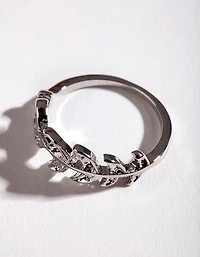 Silver Leaf Band Ring