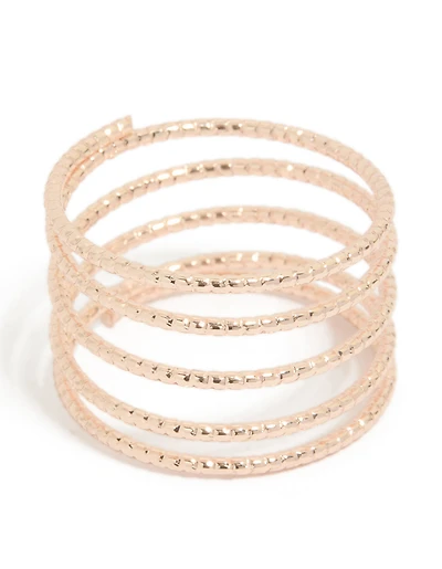 Rose Gold Diamond Cut Spiral Ring