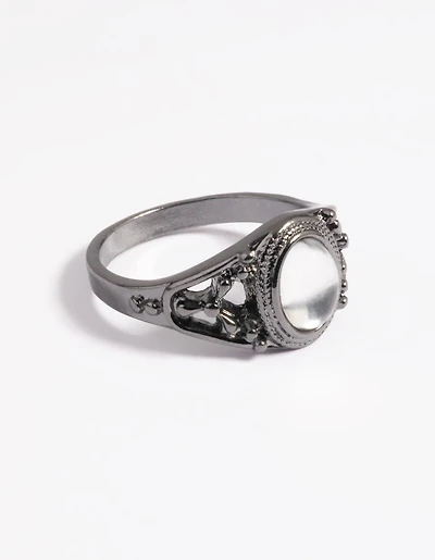 Bague en pierre vintage Gunmetal