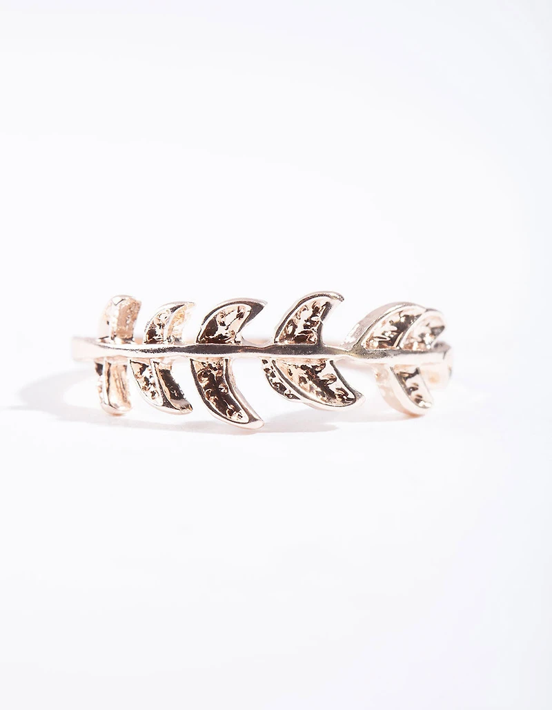 Rose Gold Leaf Band Ring