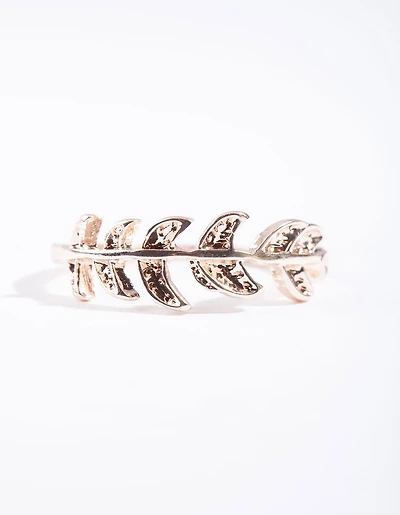 Rose Gold Leaf Band Ring