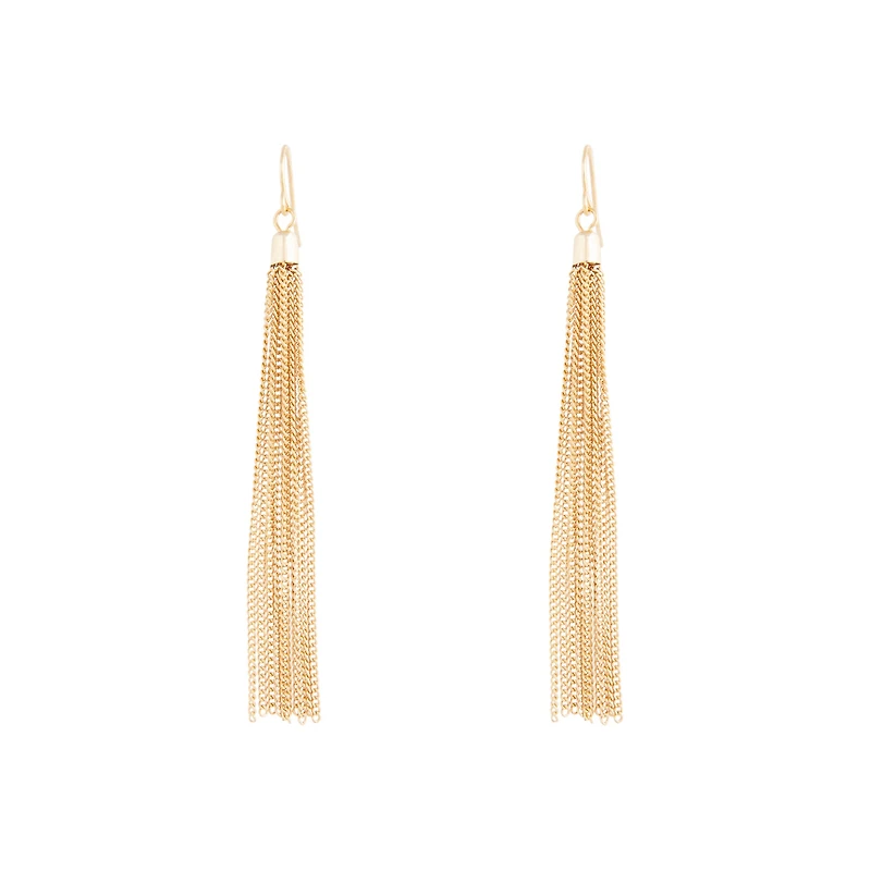 Gold Chain Tassel Drop Earrings