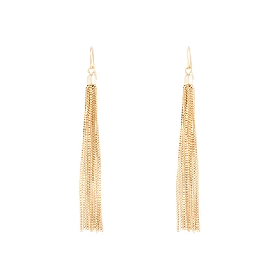 Gold Chain Tassel Drop Earrings