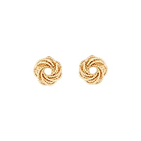Gold Diamond Cut Knot Stud Earrings