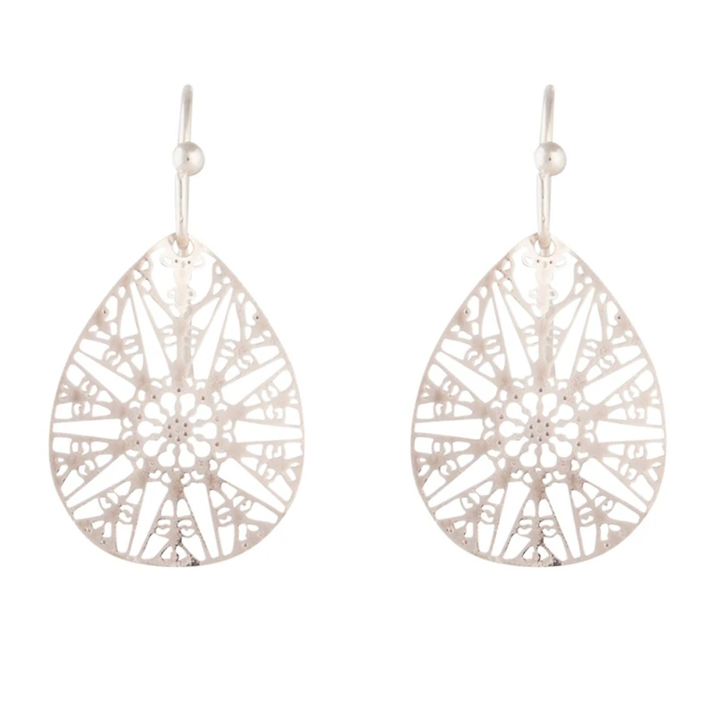 Rose Gold Drop Cut-out Pattern Earrings