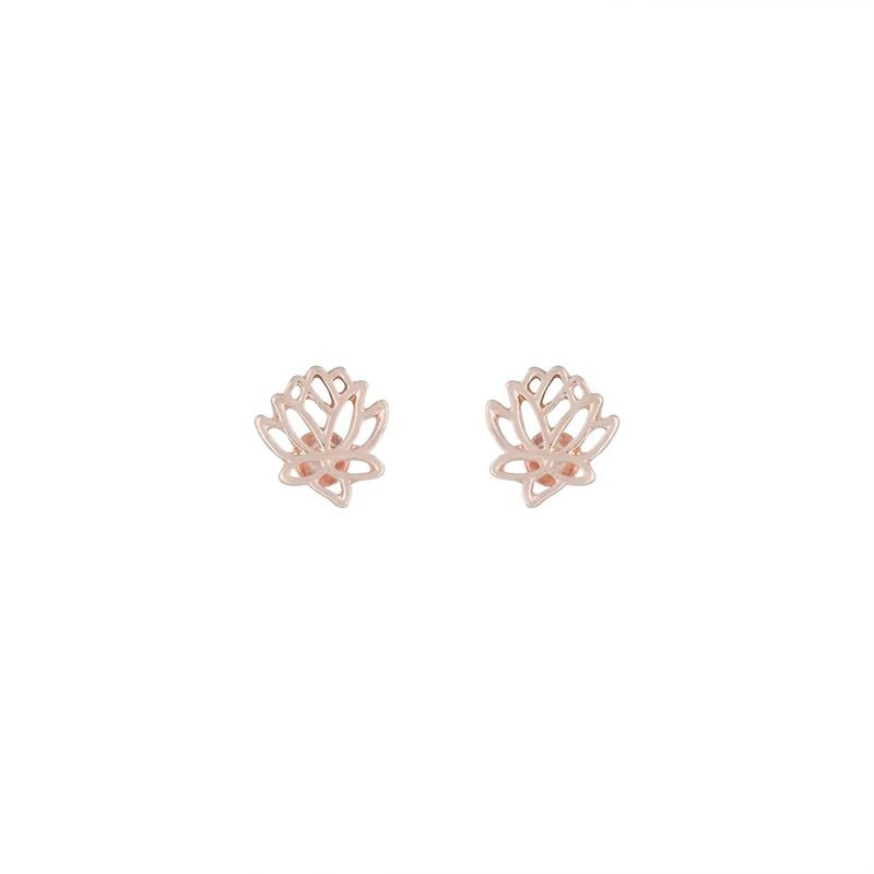Rose Gold Open Lotus Earrings