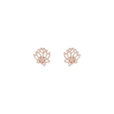 Rose Gold Open Lotus Earrings