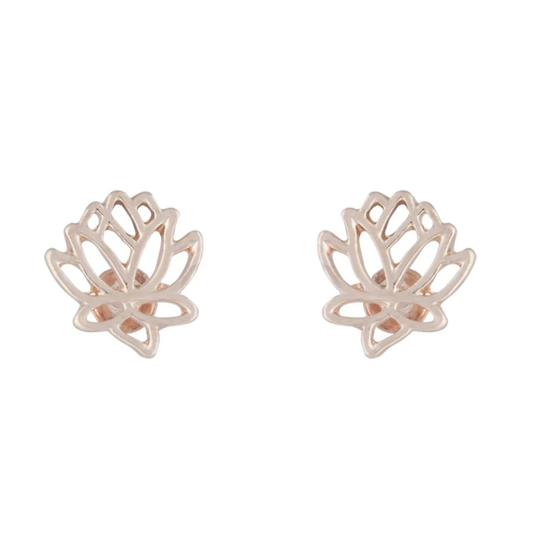 Rose Gold Open Lotus Earrings
