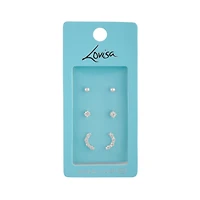 925 Sterling Silver Diamante Stud Earring Pack