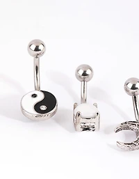 Surgical Steel Yin & Yang Belly Bar 4-Pack