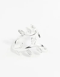 Silver Leaf Double Band Ring