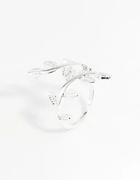 Silver Leaf Double Band Ring