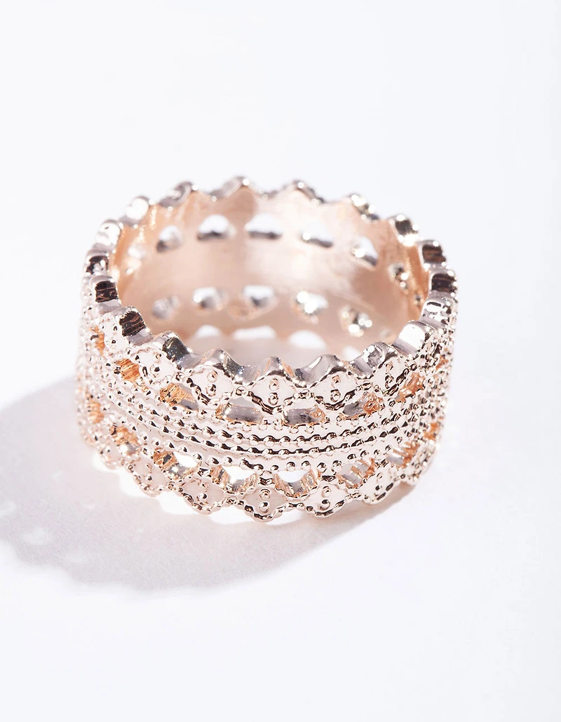 Rose Gold Lace Detail Ring