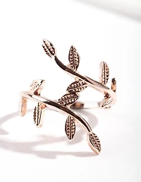 Rose Gold Leaf Double Band Ring