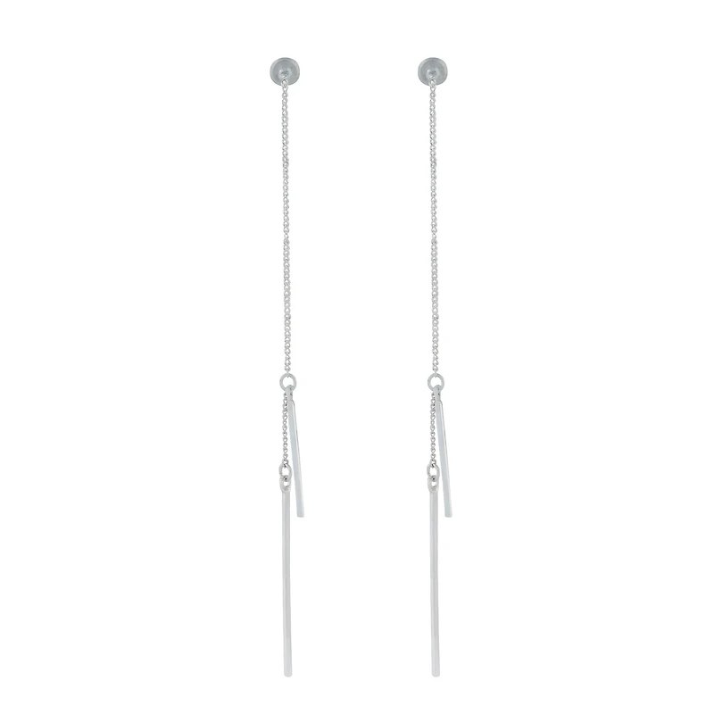 Silver Fine Thread Through Earrings