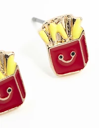 Gold Fries Stud Earrings