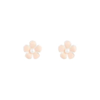 Silver Pink Daisy Stud Earrings