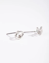 Silver Mismatch Wink Wink Stud Earrings