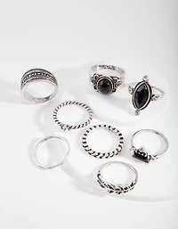 Silver Bohemian Twist Ring pack de 8