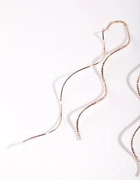 Rose Gold Wave Thread-Through Earrings