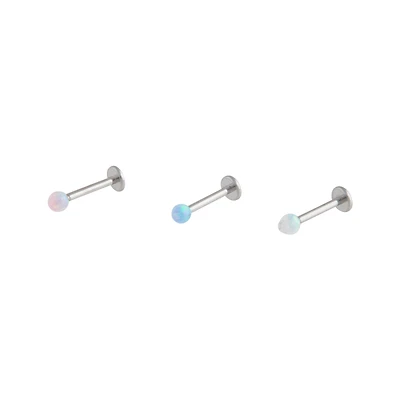 Surgical Steel Synthetic Opal Round Flat Back Pack