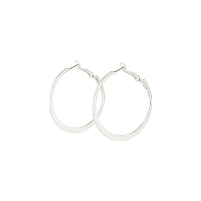Silver Flat Bottom Hoop Earrings