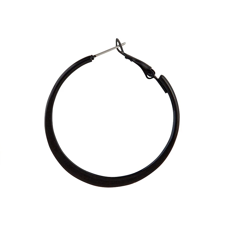 Black Flat Bottom Hoop Earrings