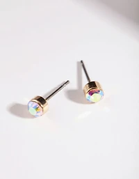 Gold Mini Diamante Stud Earrings