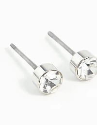 Silver Diamante Stud Earrings 2MM