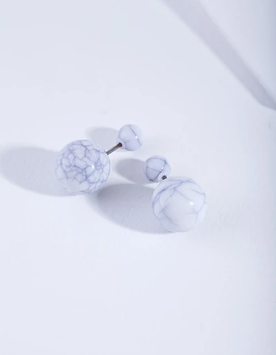 White Cracked Ball Earrings
