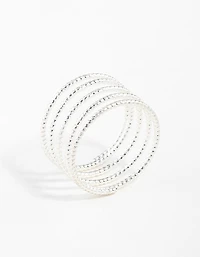 Silver Diamond Cut Spiral Ring