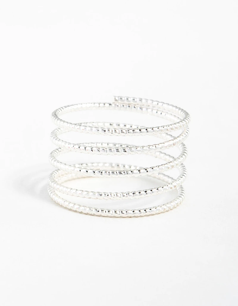 Silver Diamond Cut Spiral Ring
