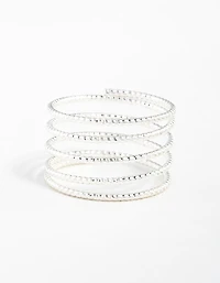 Silver Diamond Cut Spiral Ring