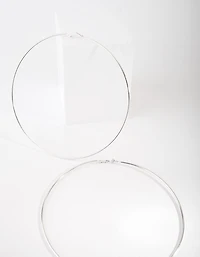 Silver Polished Large Hoop Earrings
