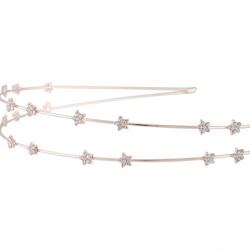 Rose Gold Double Row Diamante Star Headband