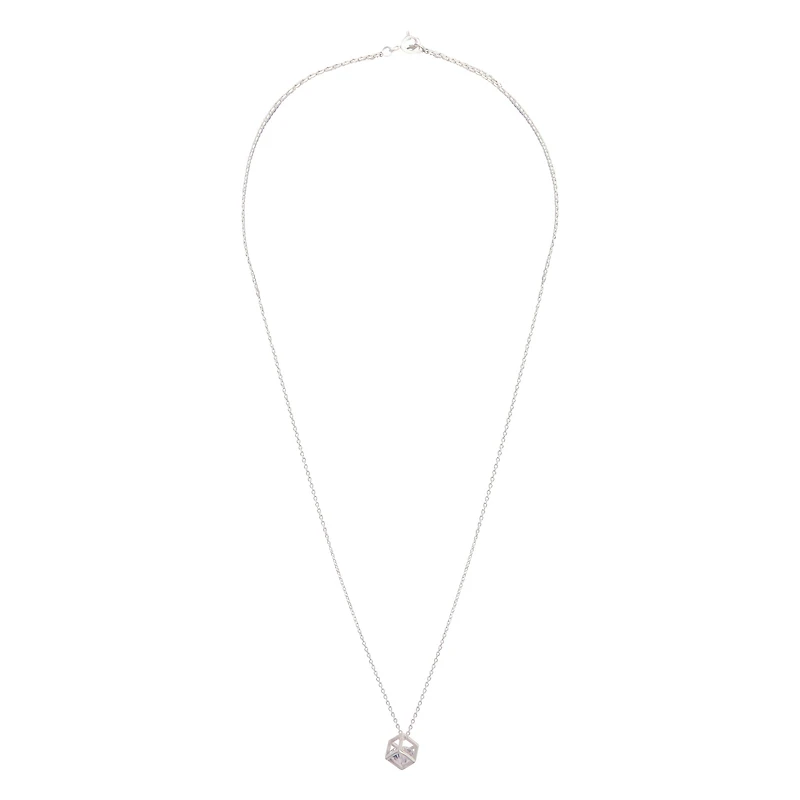 Sterling Silver Square Cubic Zirconia Necklace