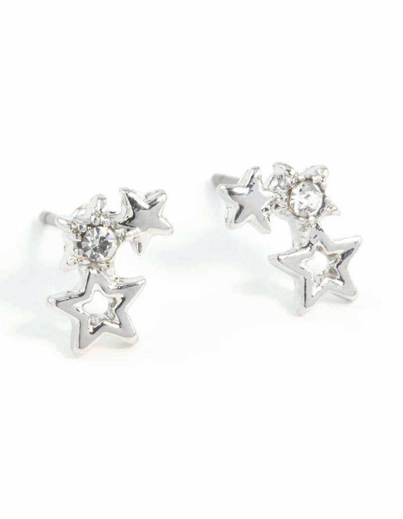 Silver Mini Star Cluster Stud Earrings