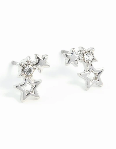 Silver Mini Star Cluster Stud Earrings